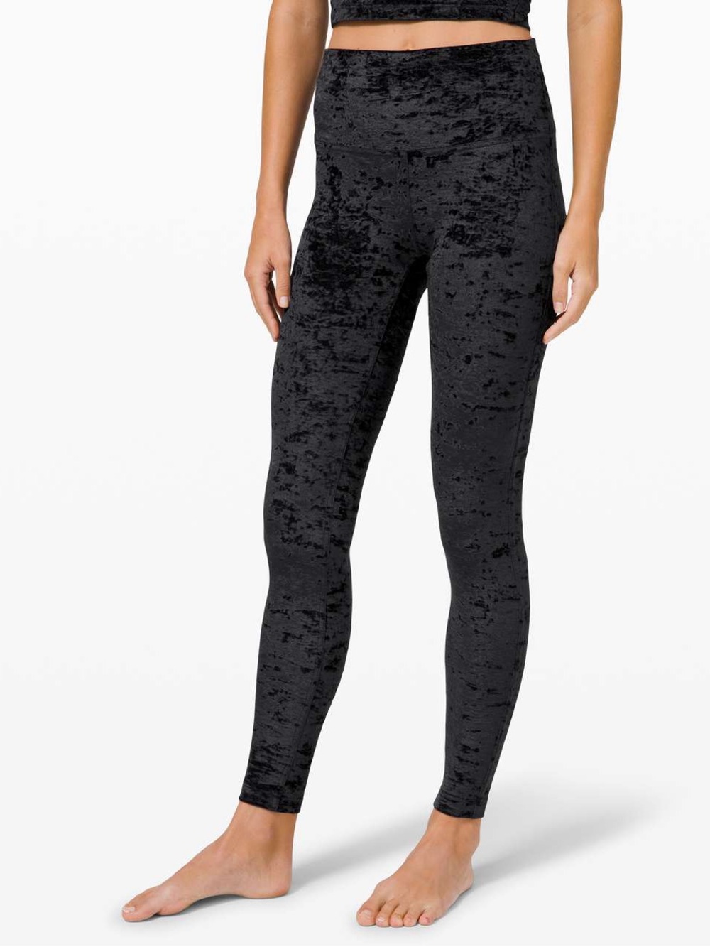 Lululemon Wunder Lounge High-Rise Tight 28” Crushed Velvet Black Size 12